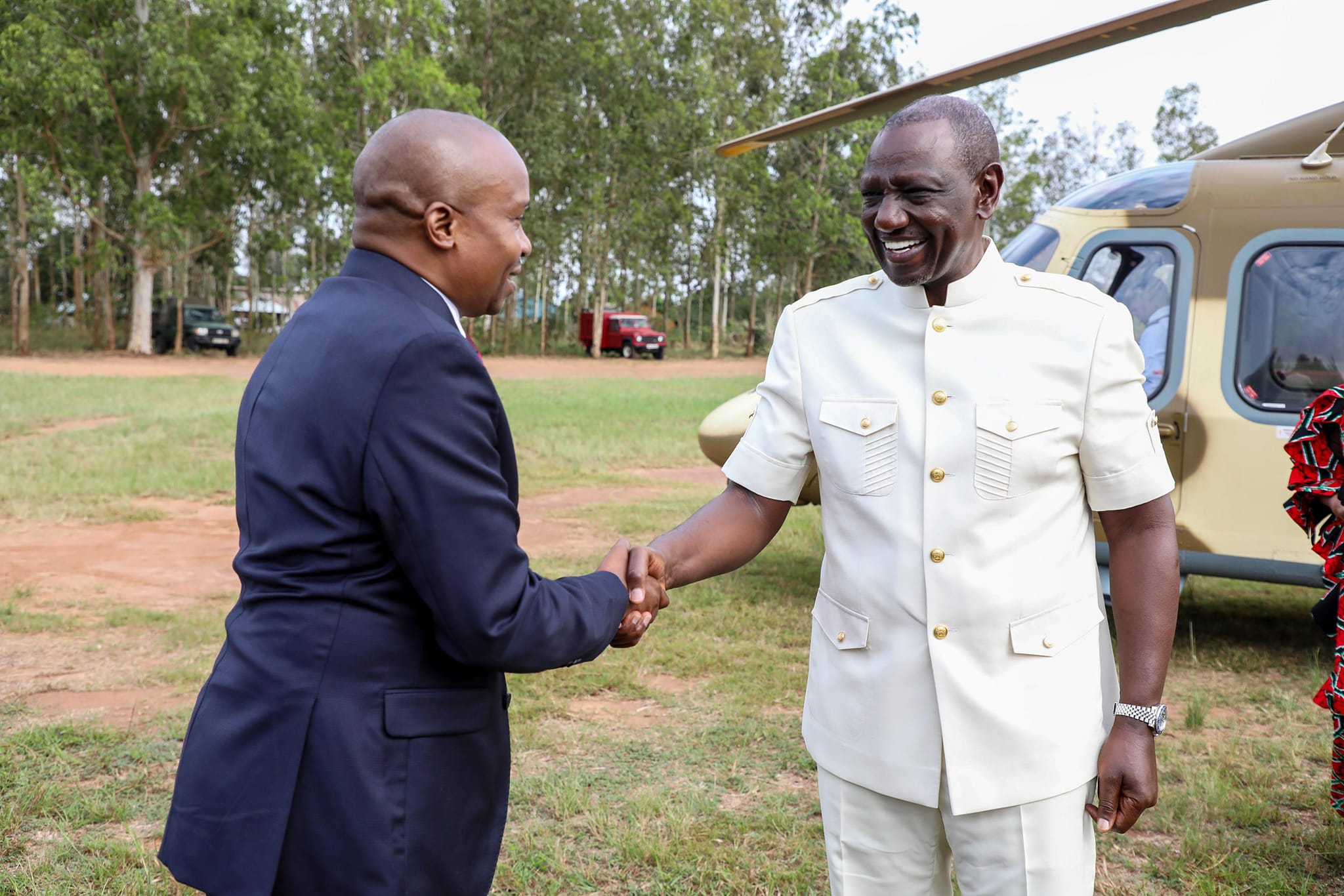 Deputy president elect welcoming president Ruto in Kwale for Mashujaa day celebrations 