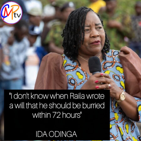 Ida Odinga dismisses Raila's 72 hours burrial will