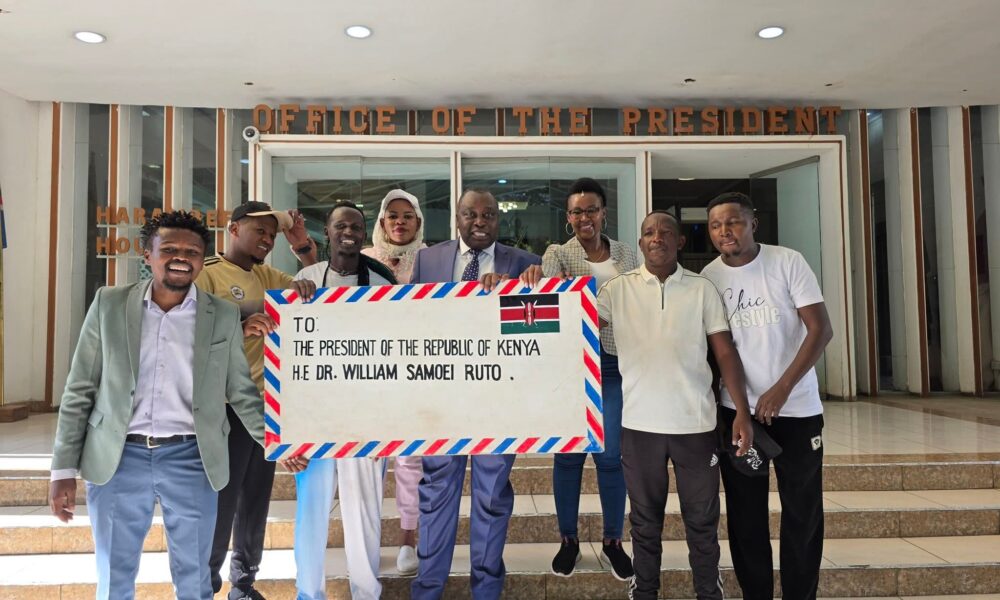 Biez Kaviru delivering his message in Harambee house presidents office Nairobi