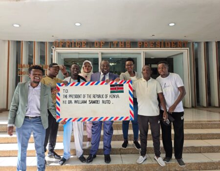 Biez Kaviru delivering his message in Harambee house presidents office Nairobi